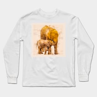 Mother Elephant and her Baby Long Sleeve T-Shirt